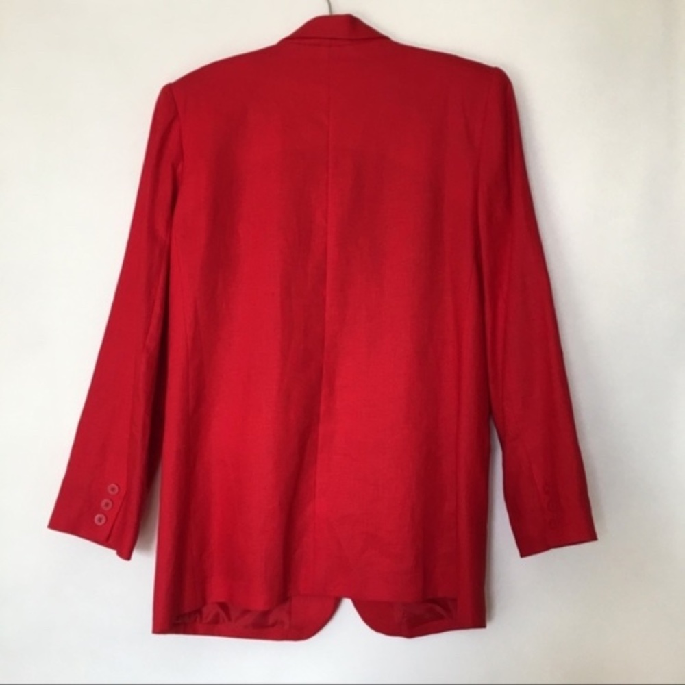 Vintage Coral Red Linen Blazer - Picture 3 of 5